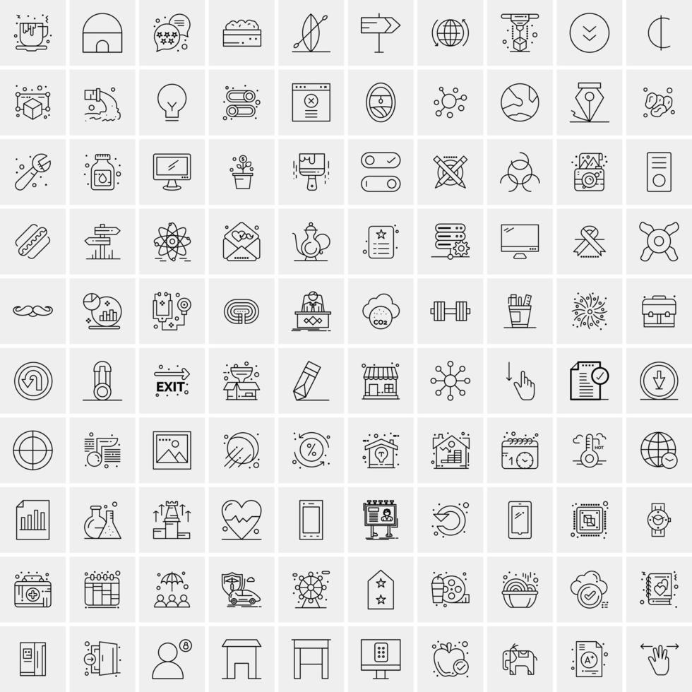reeks van 100 creatief bedrijf lijn pictogrammen vector