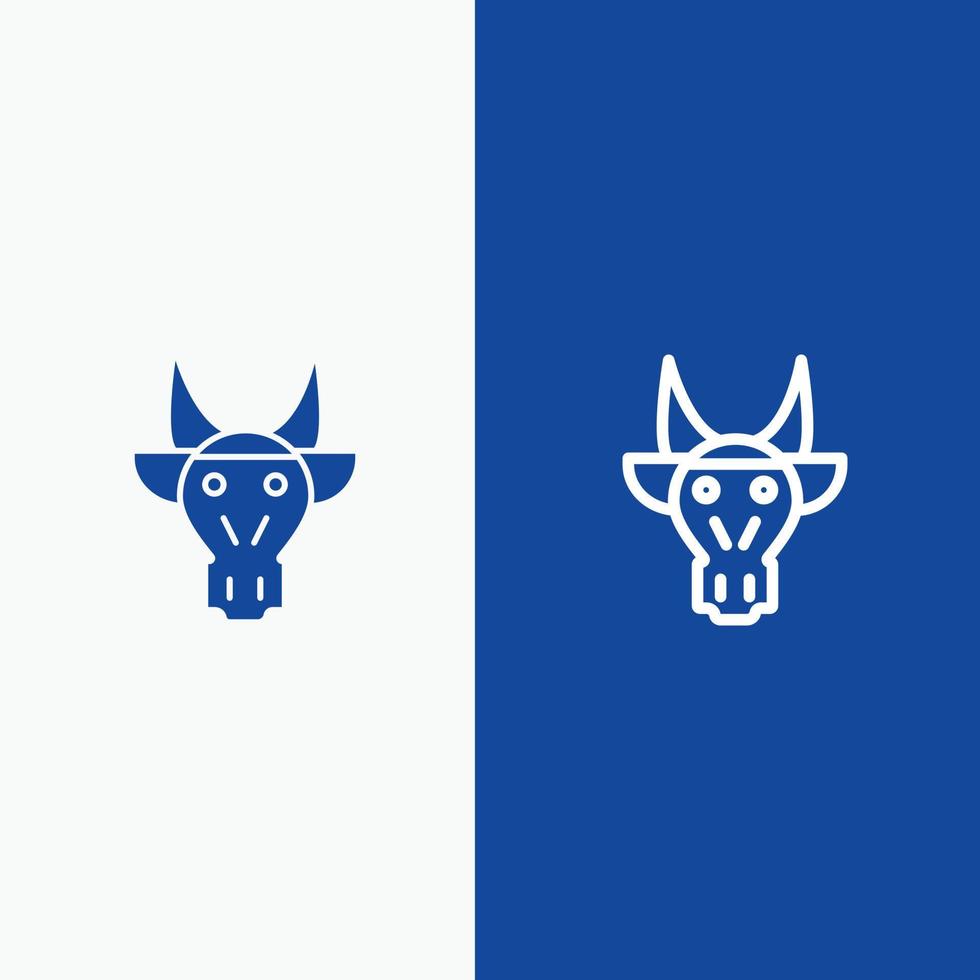 versiering dieren stier Indisch schedel lijn en glyph solide icoon blauw banier lijn en glyph solide icoon blauw banier vector