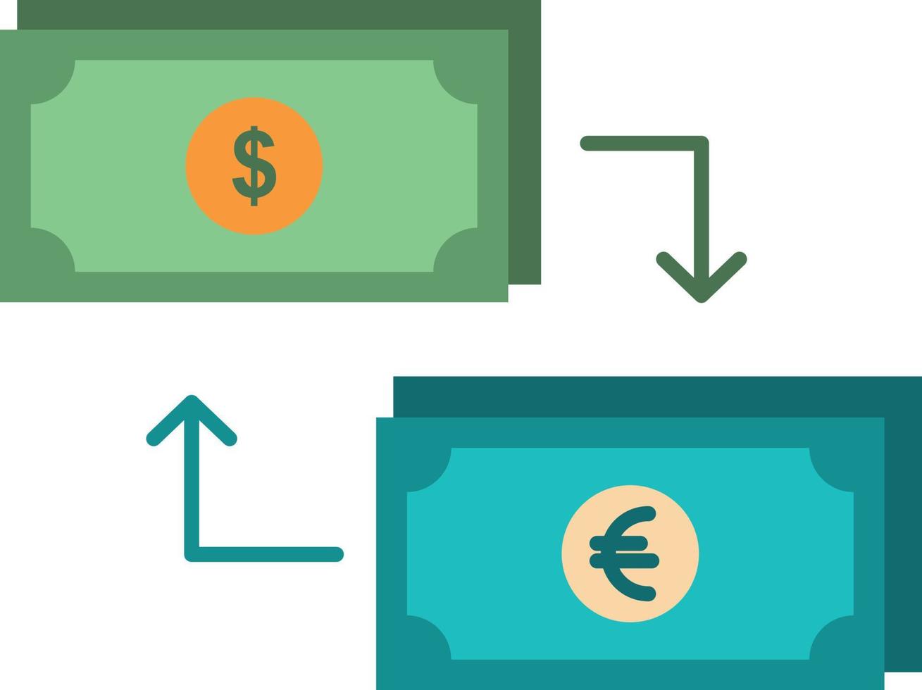 uitwisseling bedrijf dollar euro financiën financieel geld vlak kleur icoon vector icoon banier sjabloon