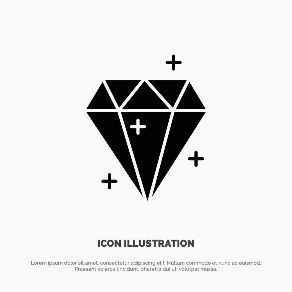 diamant kristal succes prijs solide glyph icoon vector