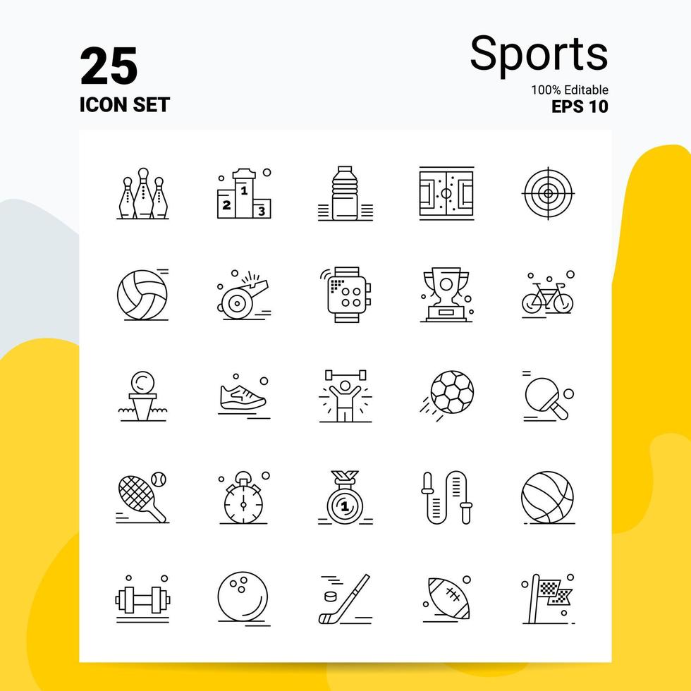 25 sport- icoon reeks 100 bewerkbare eps 10 bestanden bedrijf logo concept ideeën lijn icoon ontwerp vector