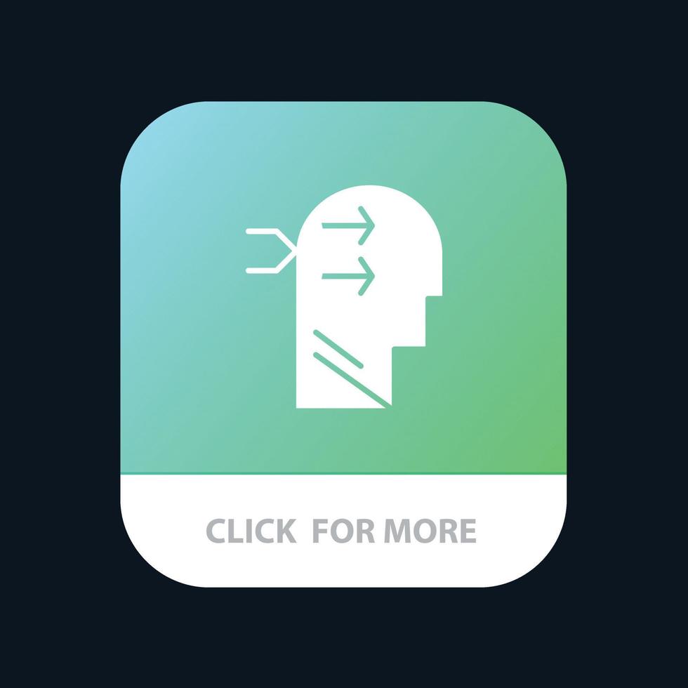 mentaal hangen hoofd brian denken mobiel app knop android en iOS glyph versie vector
