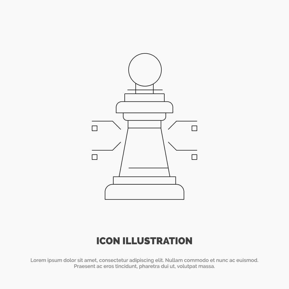schaak laptop strategie spel lijn icoon vector