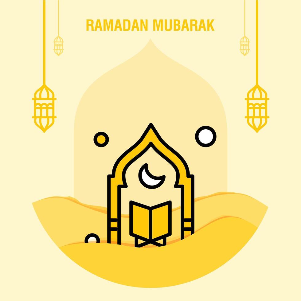 Ramadan kareem groet sjabloon Islamitisch halve maan en Arabisch lantaarn vector illustratie