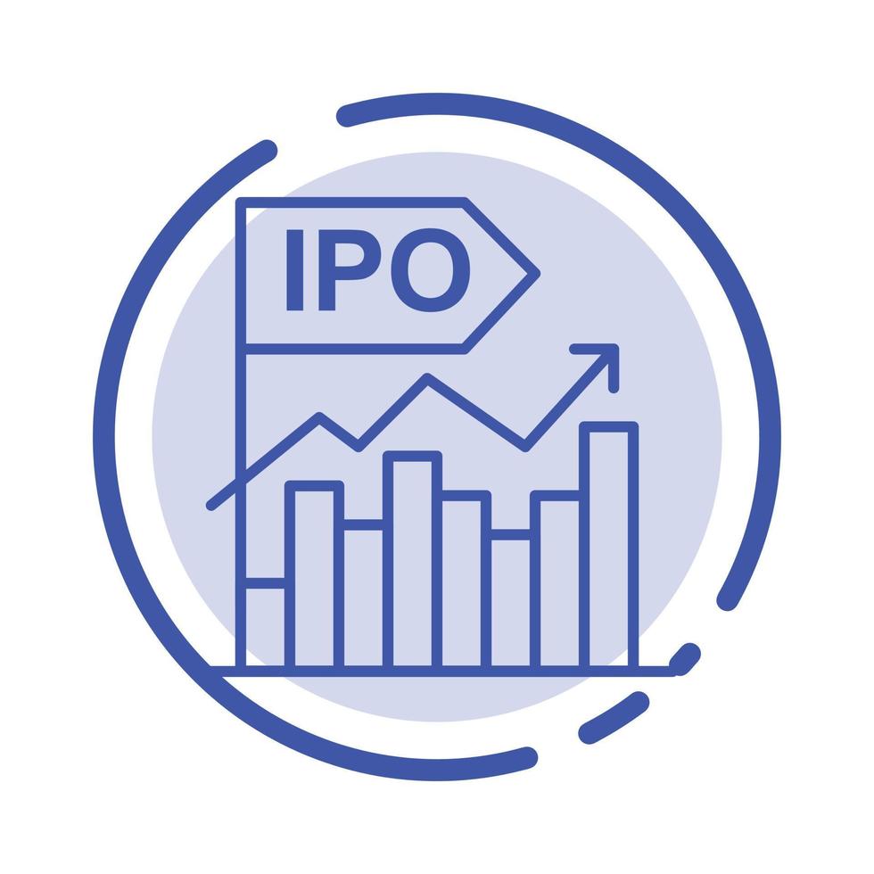 ipo bedrijf eerste modern aanbod openbaar blauw stippel lijn lijn icoon vector