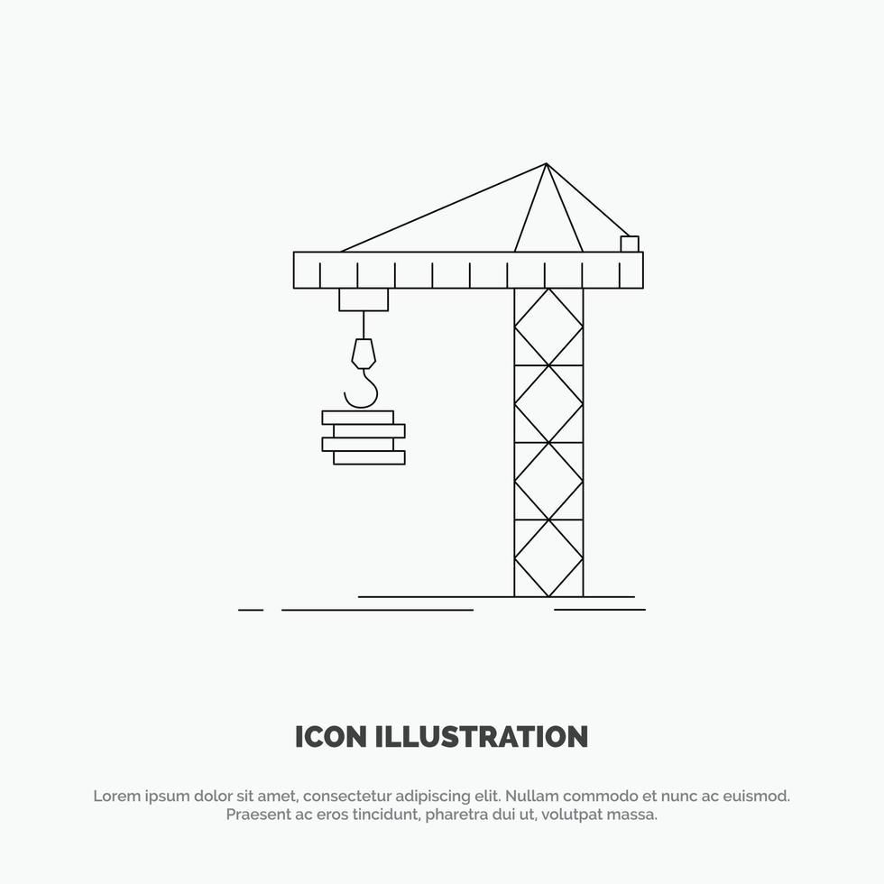 kraan gebouw bouw construeren toren lijn icoon vector