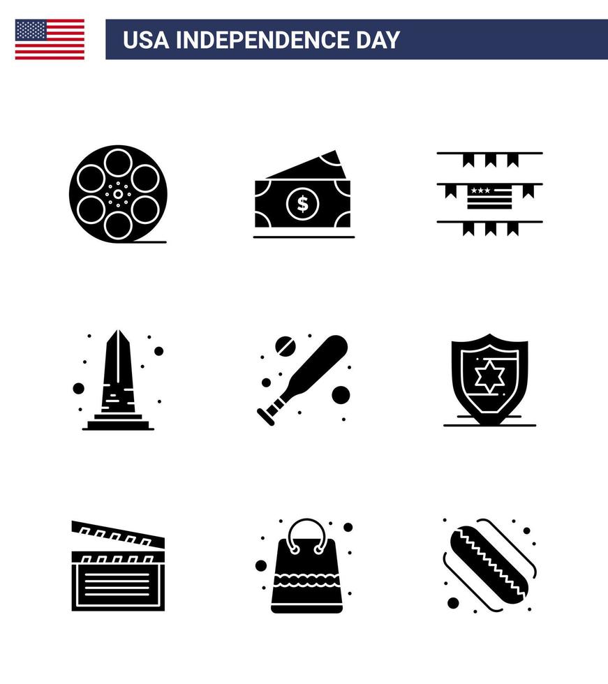 9 creatief Verenigde Staten van Amerika pictogrammen modern onafhankelijkheid tekens en 4e juli symbolen van knuppel Washington Gorzen Verenigde Staten van Amerika monument bewerkbare Verenigde Staten van Amerika dag vector ontwerp elementen