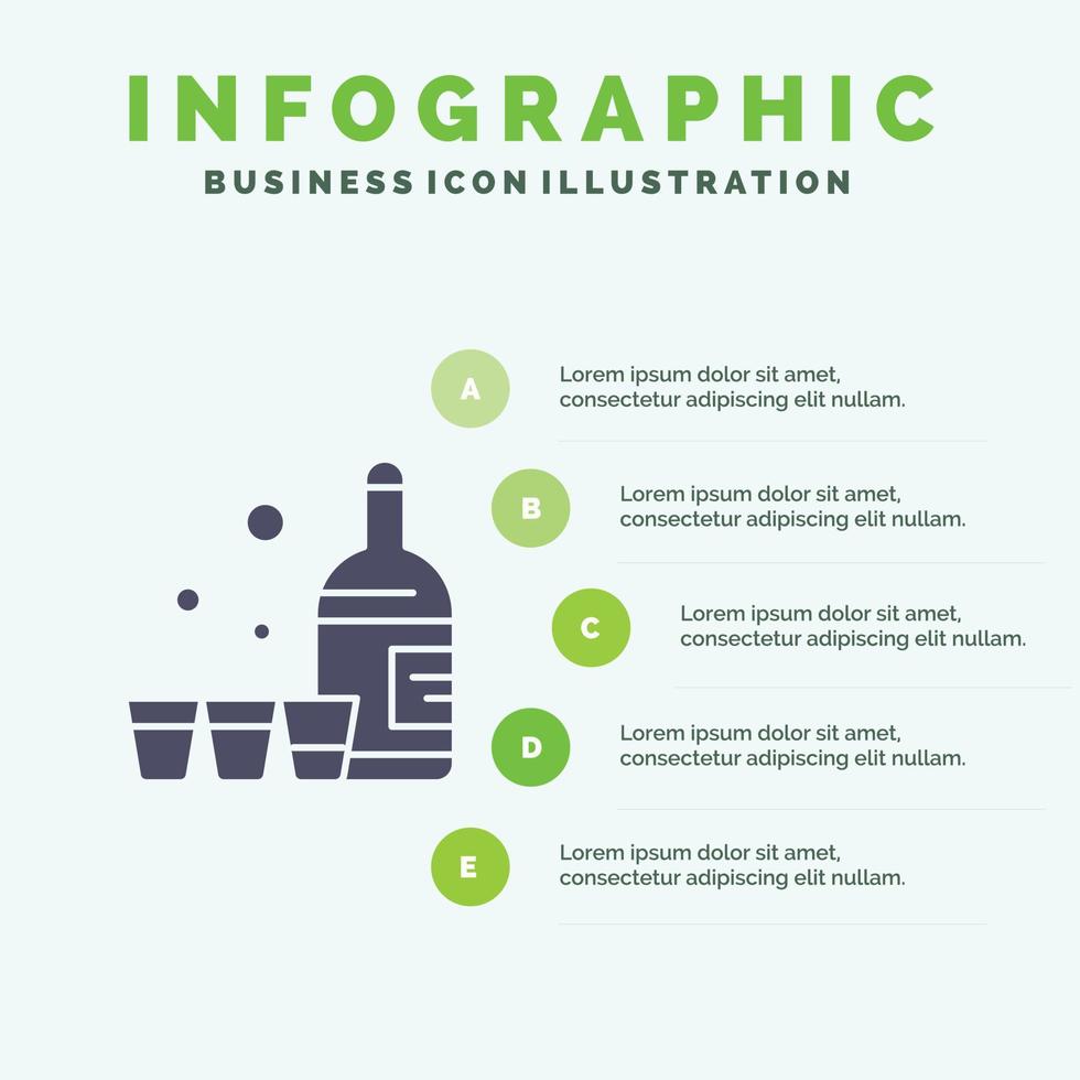 drinken fles glas Ierland solide icoon infographics 5 stappen presentatie achtergrond vector