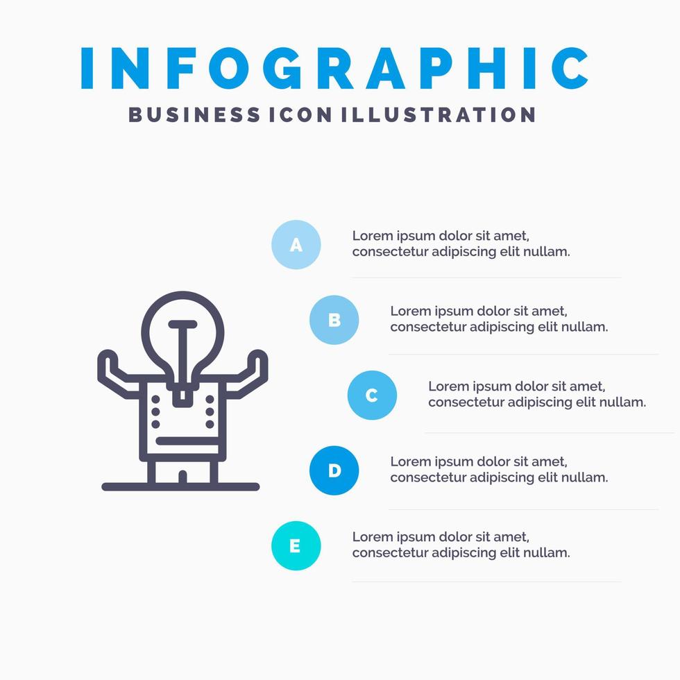 bedrijf verbetering Mens persoon potentieel lijn icoon met 5 stappen presentatie infographics achtergrond vector