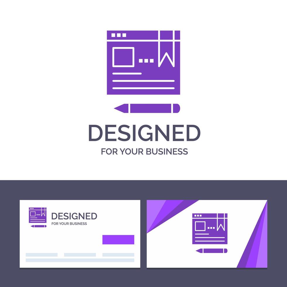 creatief bedrijf kaart en logo sjabloon browser tekst pen onderwijs vector illustratie