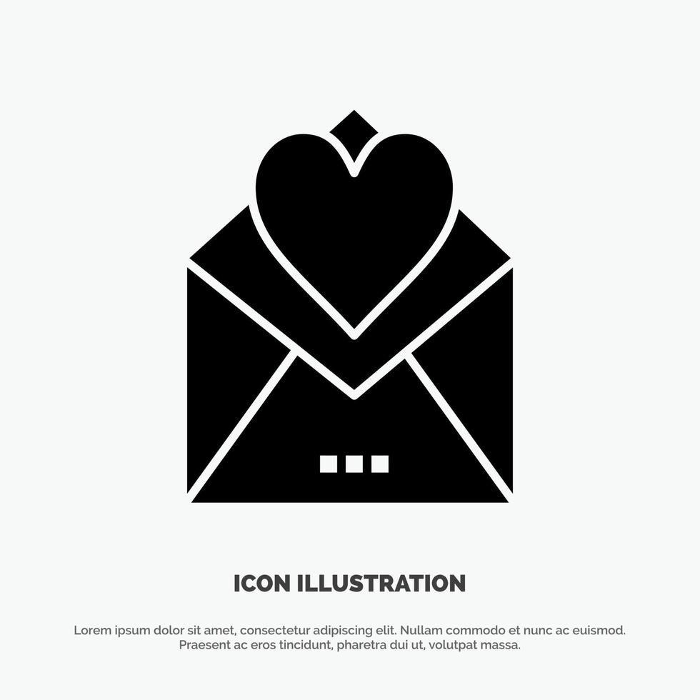 brief mail kaart liefde brief liefde solide glyph icoon vector