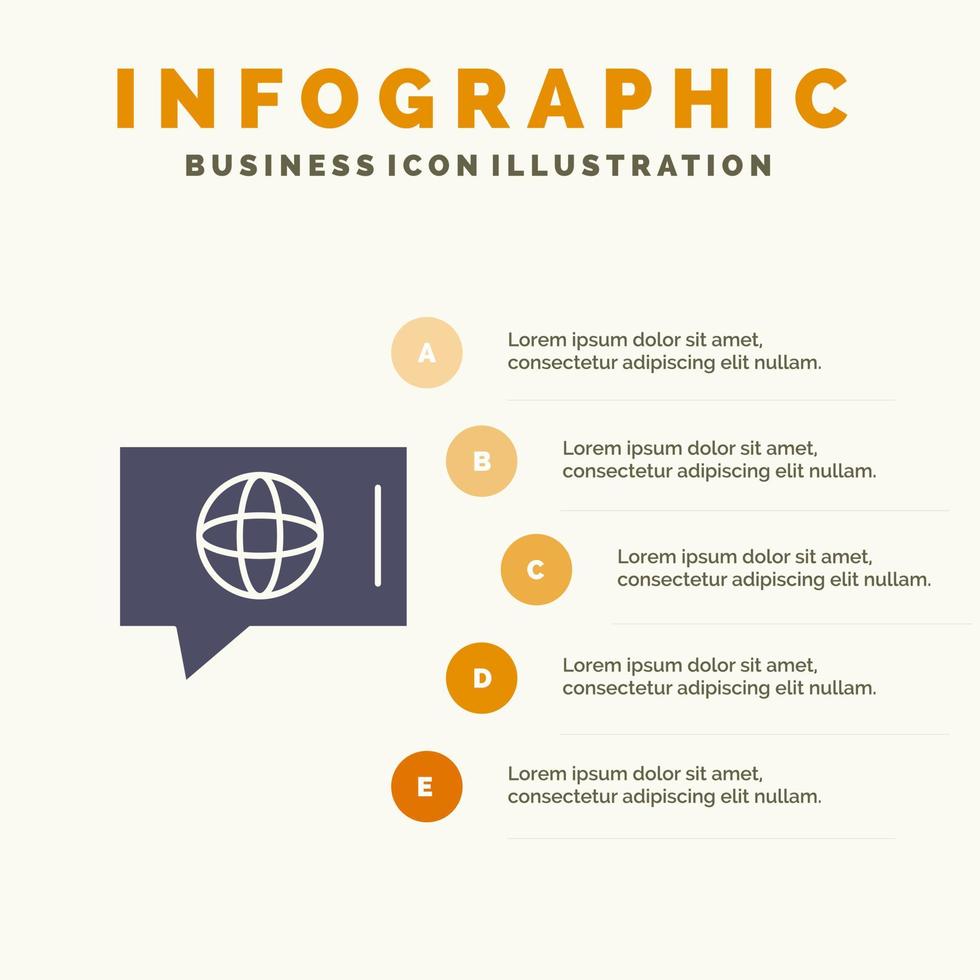 babbelen wereld technisch onderhoud solide icoon infographics 5 stappen presentatie achtergrond vector