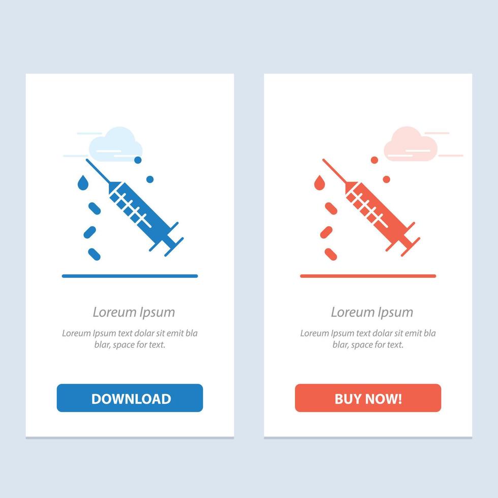 injectie injectiespuit vaccin behandeling blauw en rood downloaden en kopen nu web widget kaart sjabloon vector