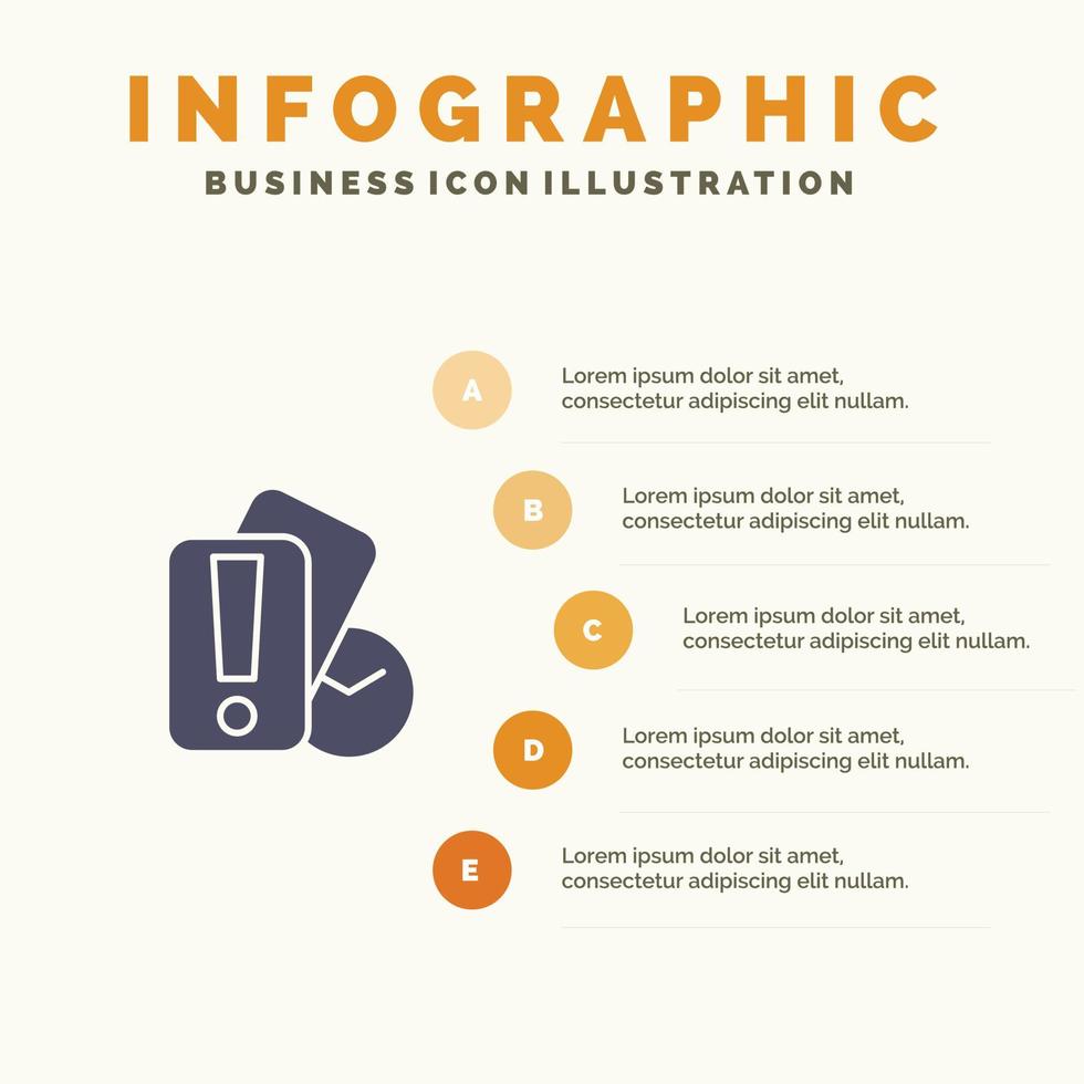 kaart hand- Holding scheidsrechter solide icoon infographics 5 stappen presentatie achtergrond vector