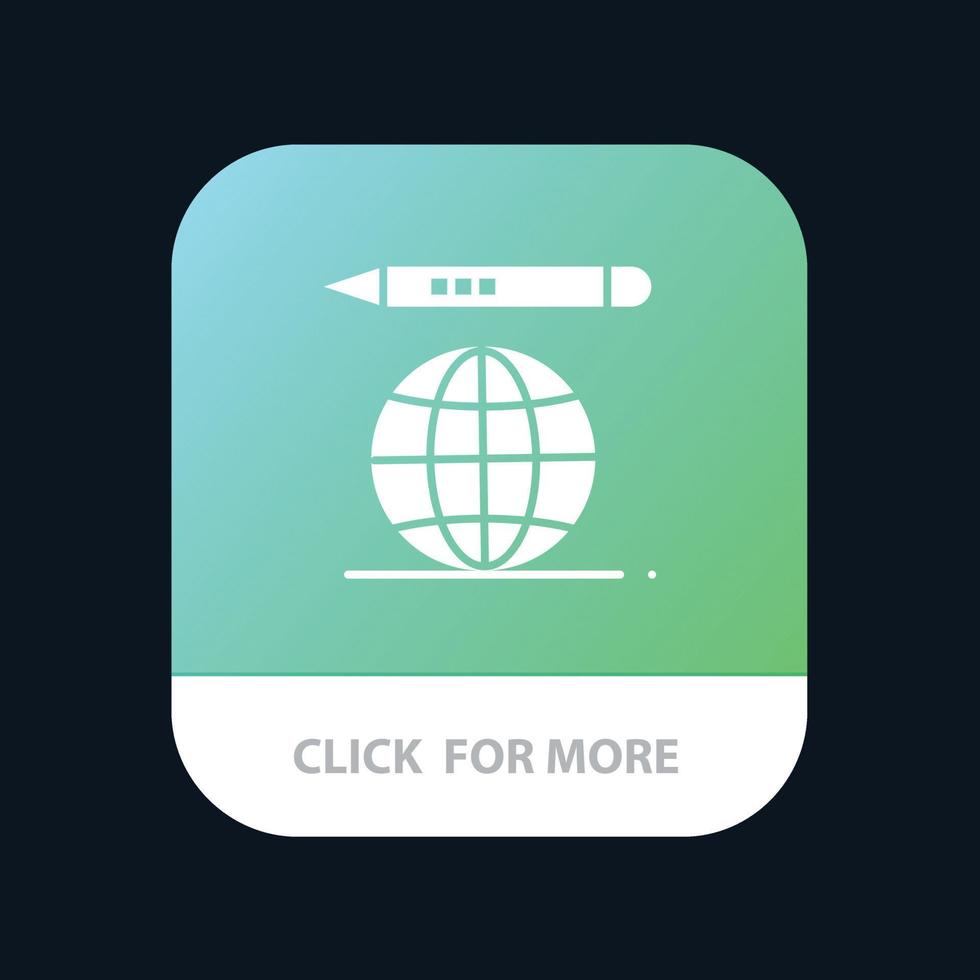 wereld onderwijs wereldbol potlood mobiel app icoon ontwerp vector