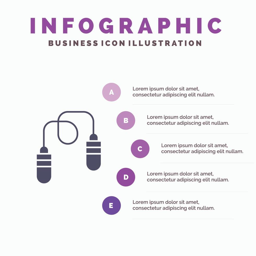 oefening geschiktheid springen touw jumping solide icoon infographics 5 stappen presentatie achtergrond vector