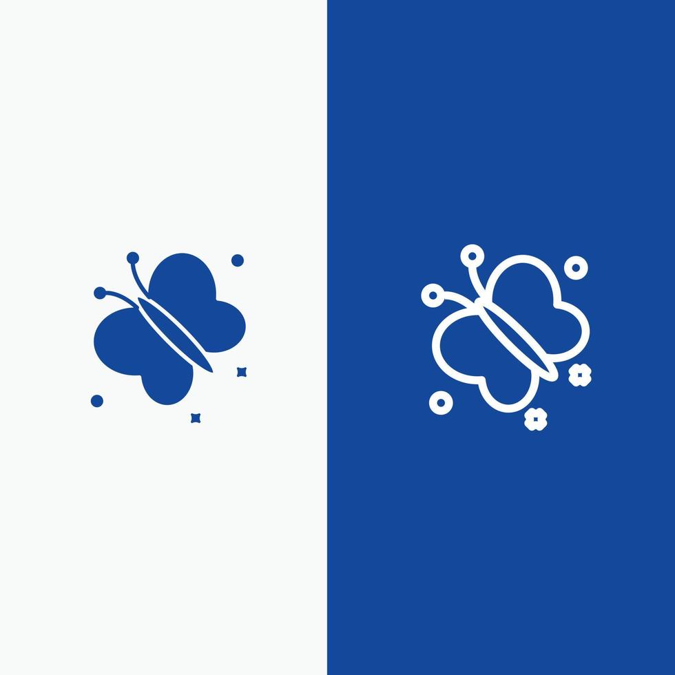 vlinder vlieg voorjaar schoonheid lijn en glyph solide icoon blauw banier lijn en glyph solide icoon blauw banier vector