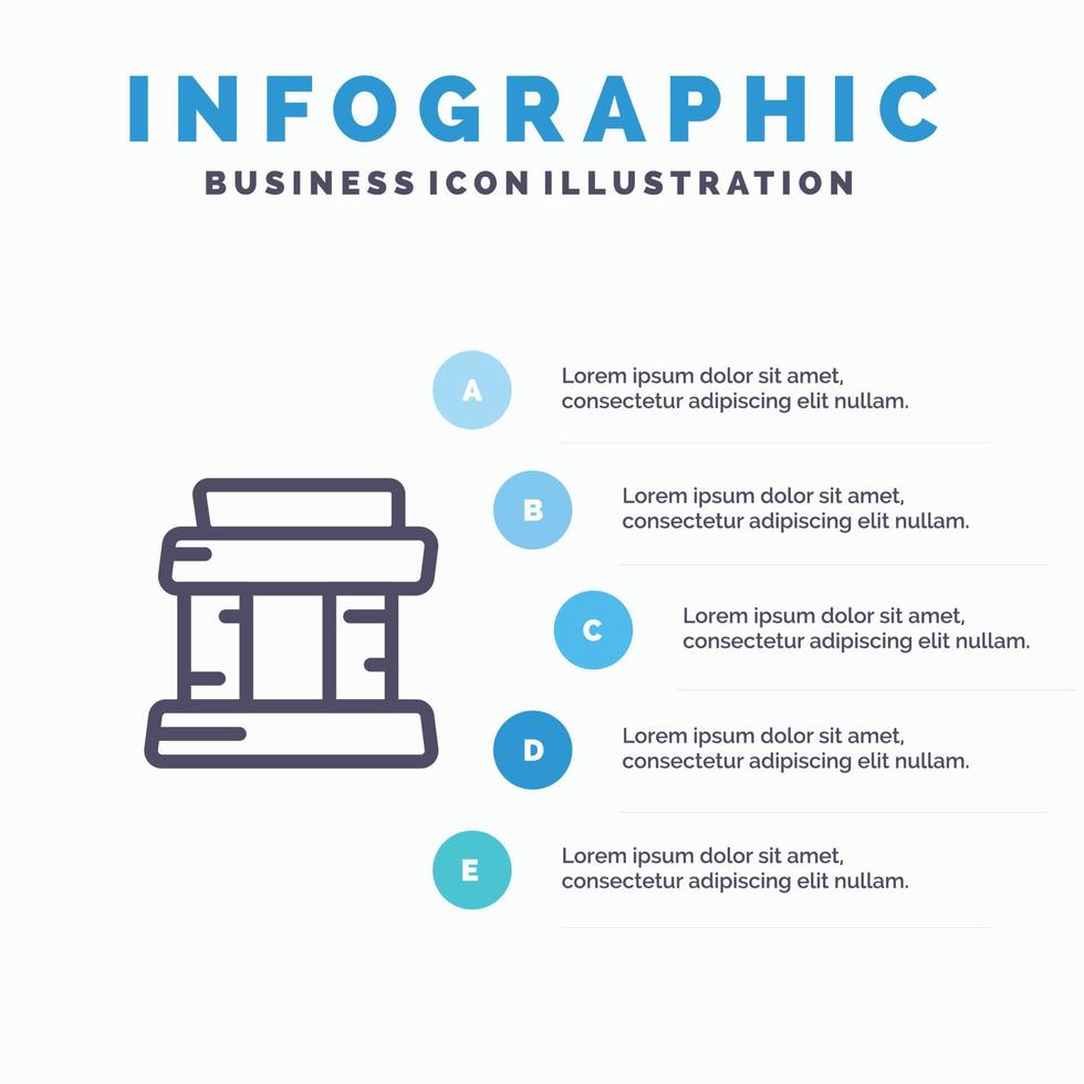 mijlpaal Parijs toren lijn icoon met 5 stappen presentatie infographics achtergrond vector