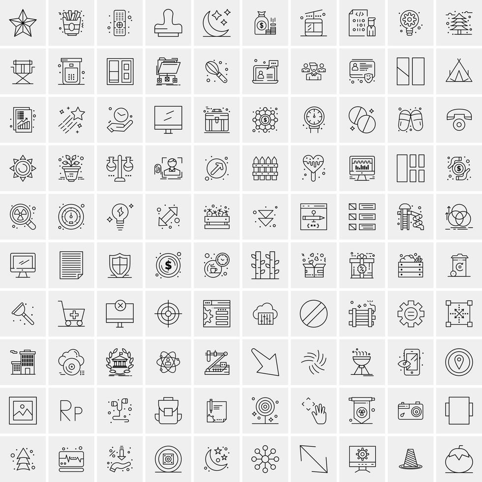 reeks van 100 creatief bedrijf lijn pictogrammen vector