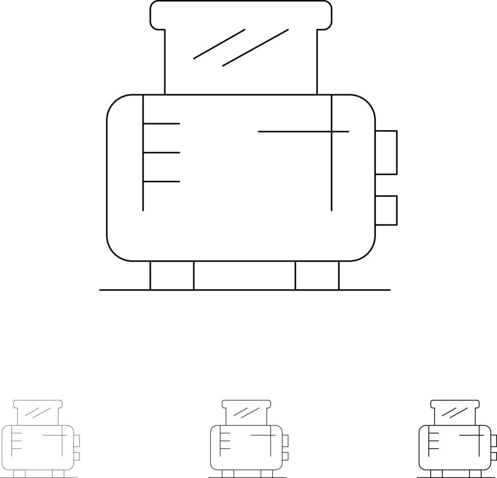 elektrisch huis machine tosti apparaat stoutmoedig en dun zwart lijn icoon reeks vector