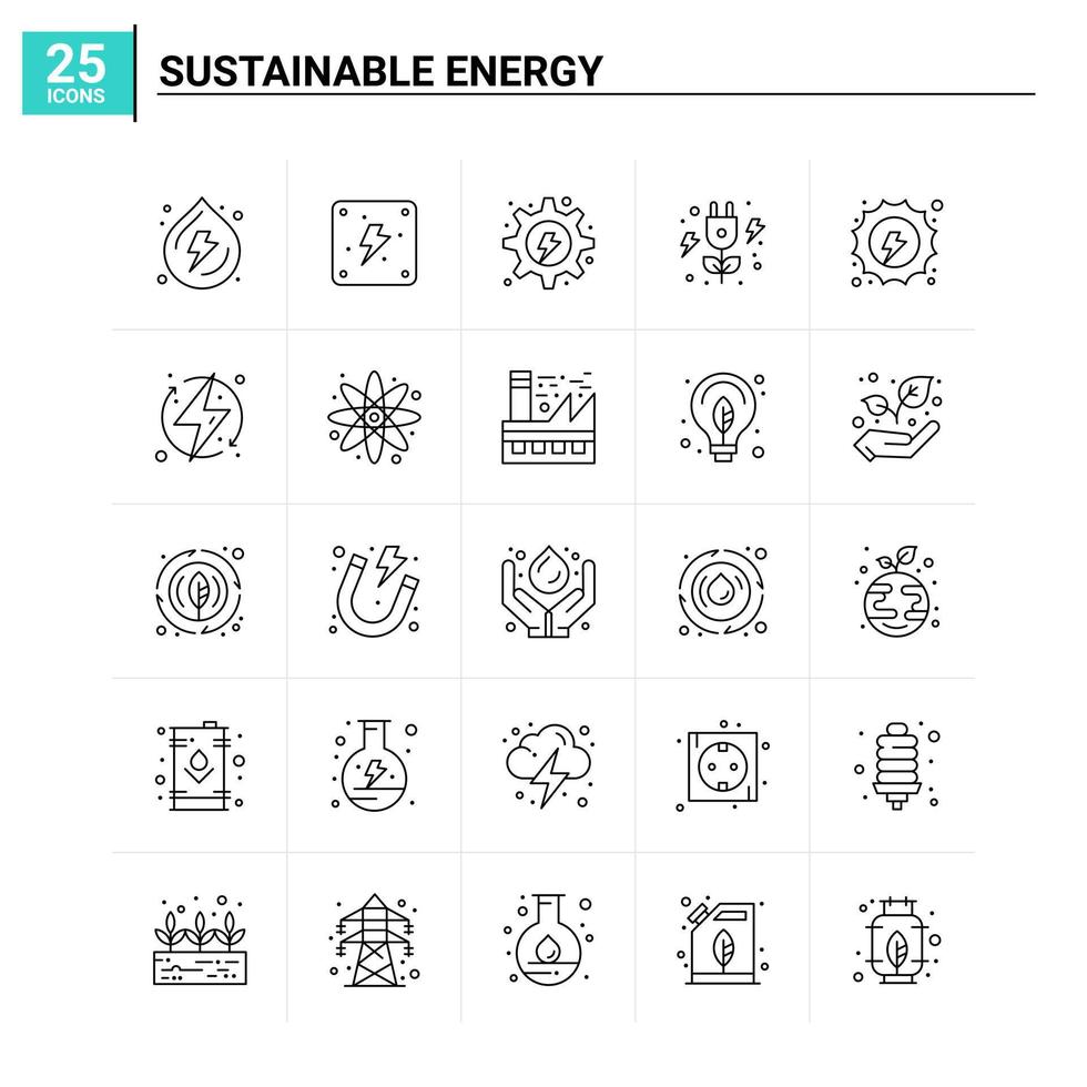 25 duurzame energie icoon reeks vector achtergrond