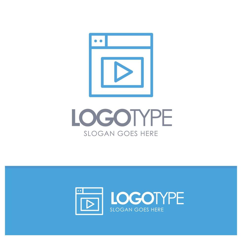 web ontwerp video blauw schets logo plaats voor slogan vector