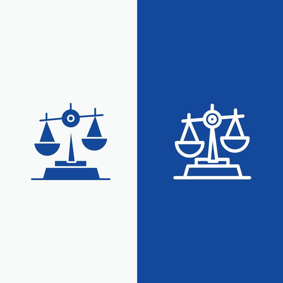 gdpr gerechtigheid wet balans lijn en glyph solide icoon blauw banier lijn en glyph solide icoon blauw banier vector