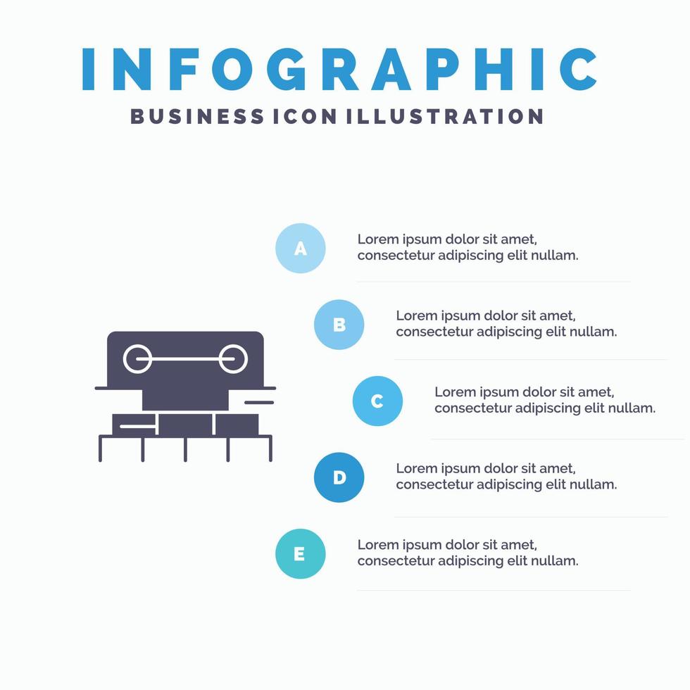 niveau bouw gereedschap schaal water solide icoon infographics 5 stappen presentatie achtergrond vector