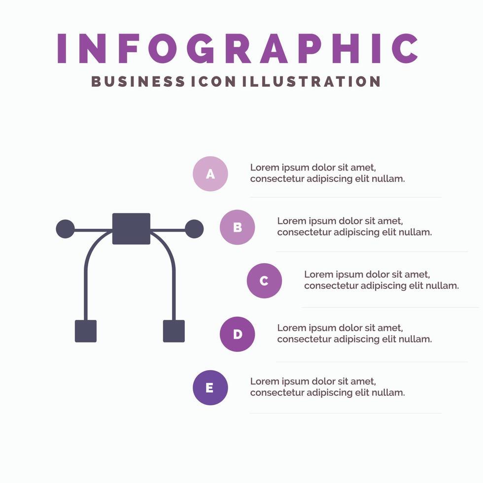 ontwerp grafisch gereedschap solide icoon infographics 5 stappen presentatie achtergrond vector