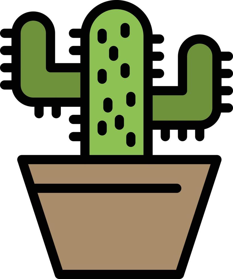 cactus natuur pot voorjaar vlak kleur icoon vector icoon banier sjabloon