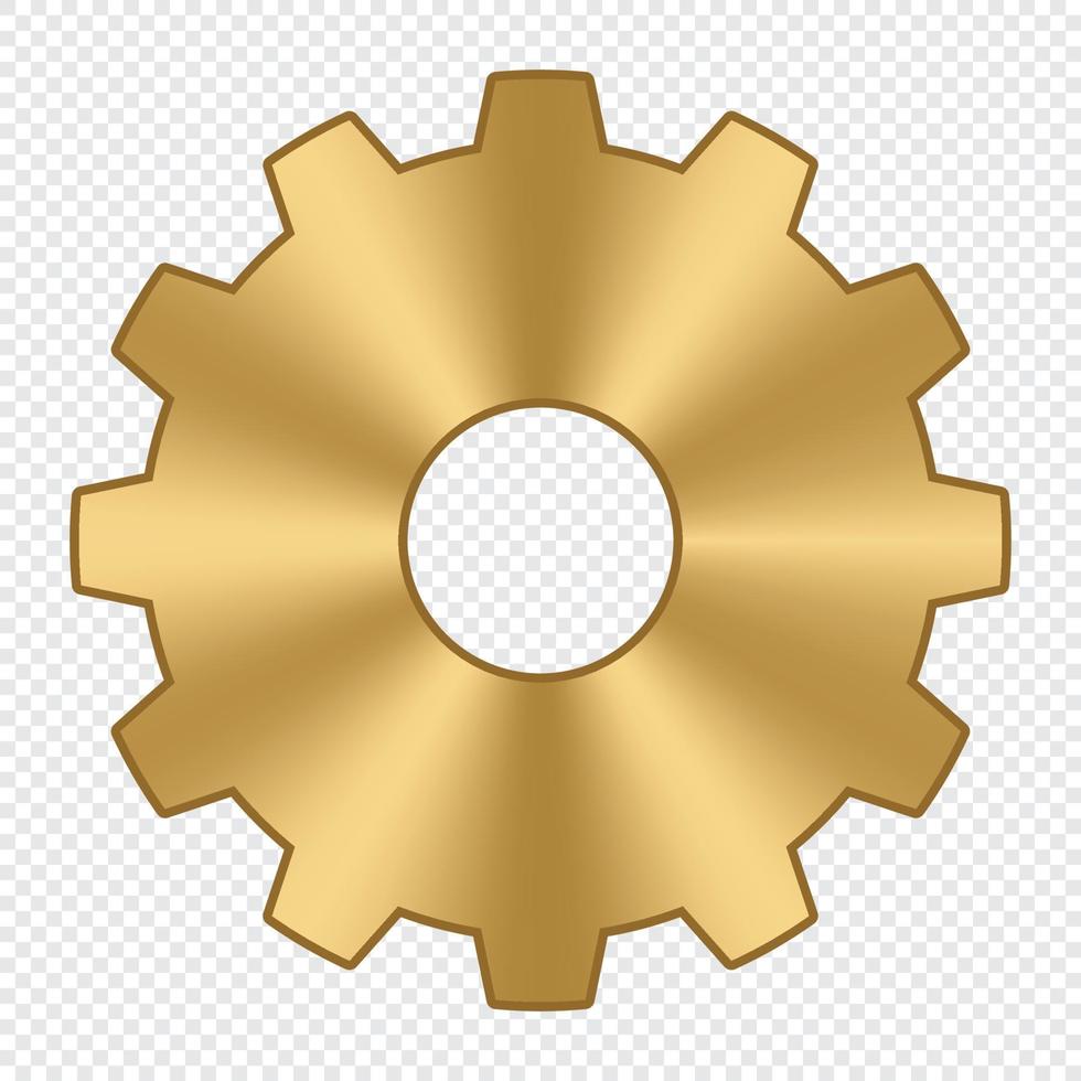 uitrusting wiel. goud metaal tand wiel. industrieel icoon. uitrusting instelling vector icoon. vector illustratie