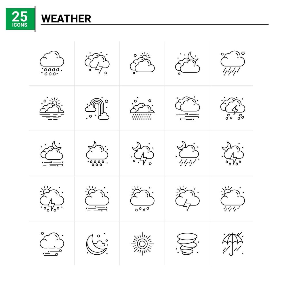 25 weer icoon reeks vector achtergrond