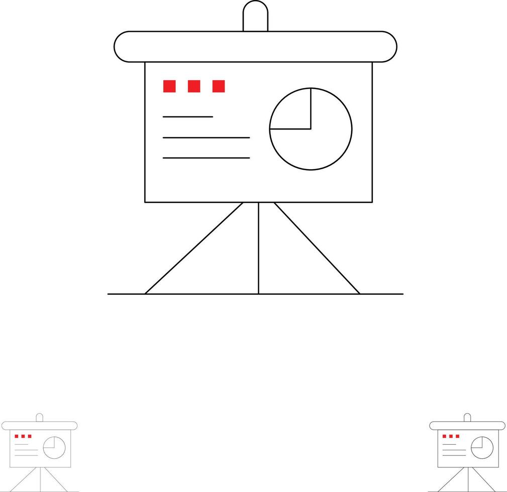 presentatie analytics bord bedrijf stoutmoedig en dun zwart lijn icoon reeks vector
