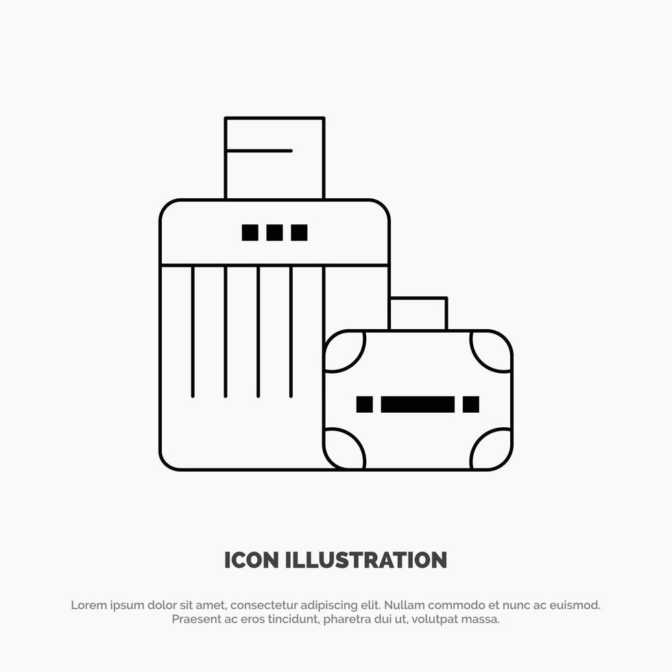 bagage zak handtas hotel vector lijn icoon