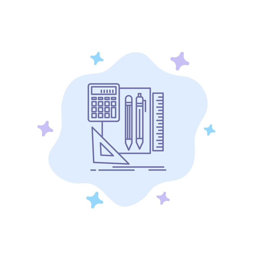 stationair boek rekenmachine pen blauw icoon Aan abstract wolk achtergrond vector