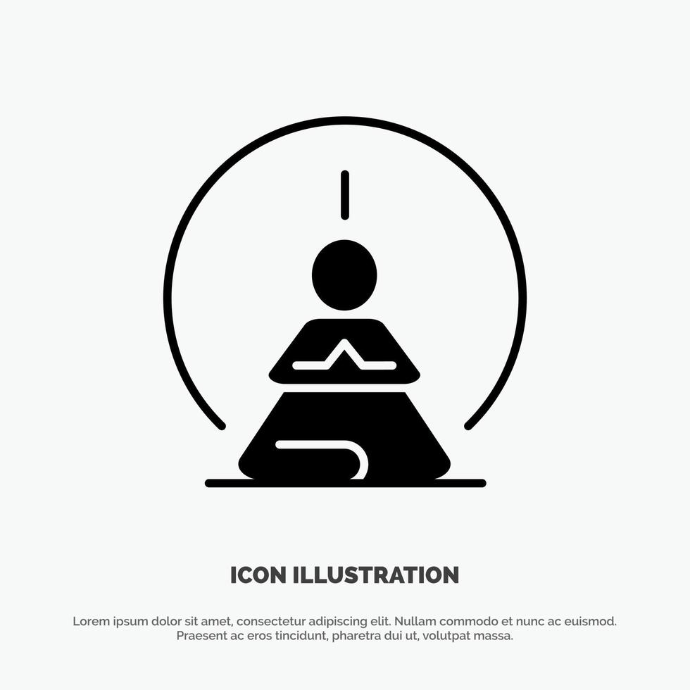 mentaal concentratie concentratie meditatie mentaal geest solide glyph icoon vector