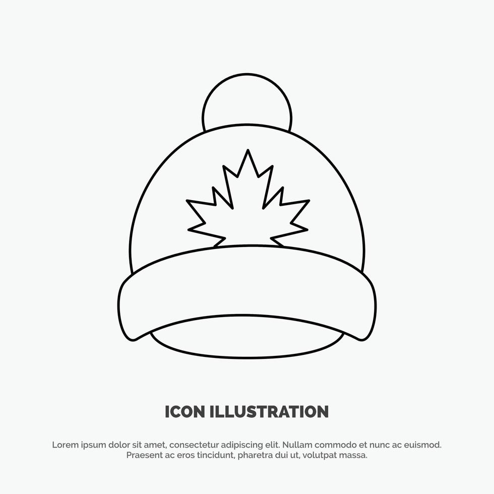 hoed pet blad Canada lijn icoon vector