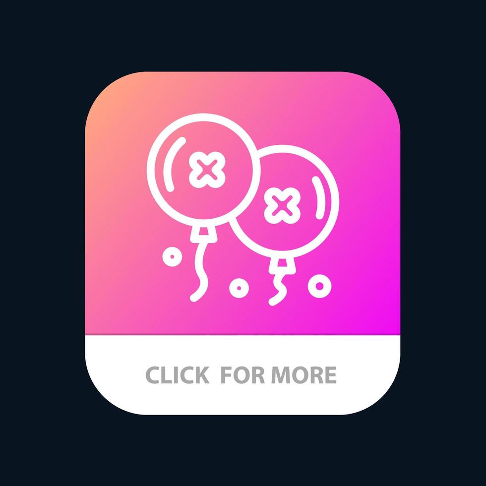 ballonnen verjaardag verjaardag partij viering mobiel app knop android en iOS lijn versie vector