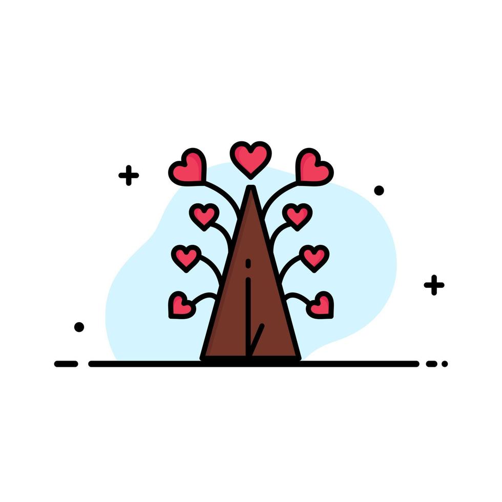 liefde boom hart Valentijn valentijnsdag dag bedrijf logo sjabloon vlak kleur vector