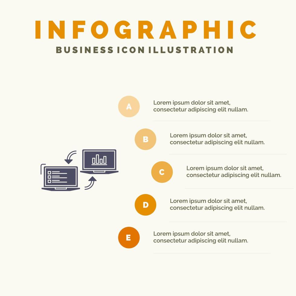 uitwisseling bedrijf voltooiers verbinding gegevens informatie solide icoon infographics 5 stappen presentatie achtergrond vector