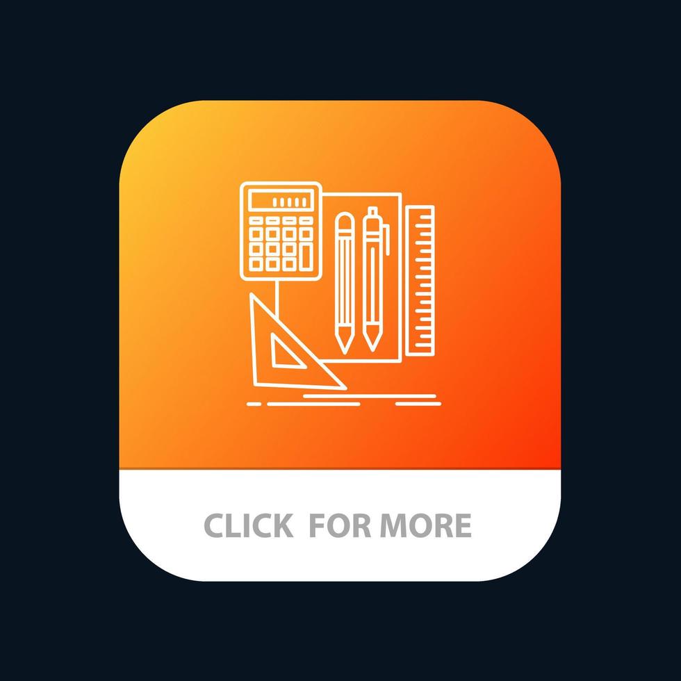 stationair boek rekenmachine pen mobiel app knop android en iOS lijn versie vector