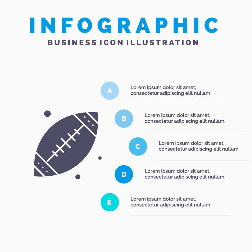 bal Amerikaans voetbal sport Verenigde Staten van Amerika solide icoon infographics 5 stappen presentatie achtergrond vector