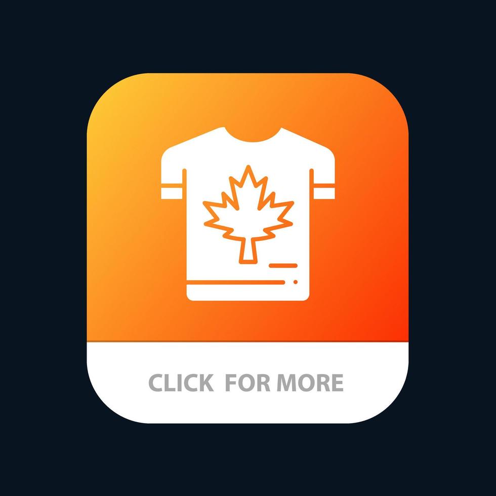 overhemd herfst Canada blad esdoorn- mobiel app knop android en iOS glyph versie vector