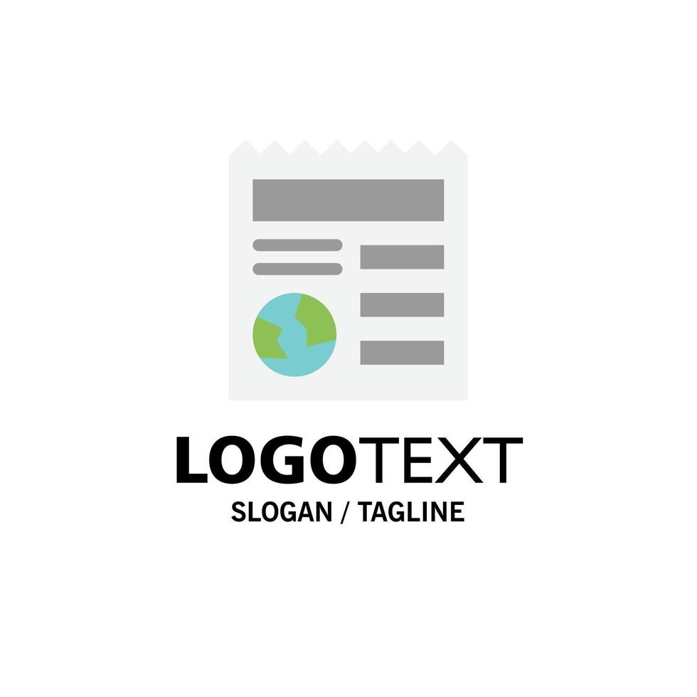 eenvoudig document wereldbol ui bedrijf logo sjabloon vlak kleur vector