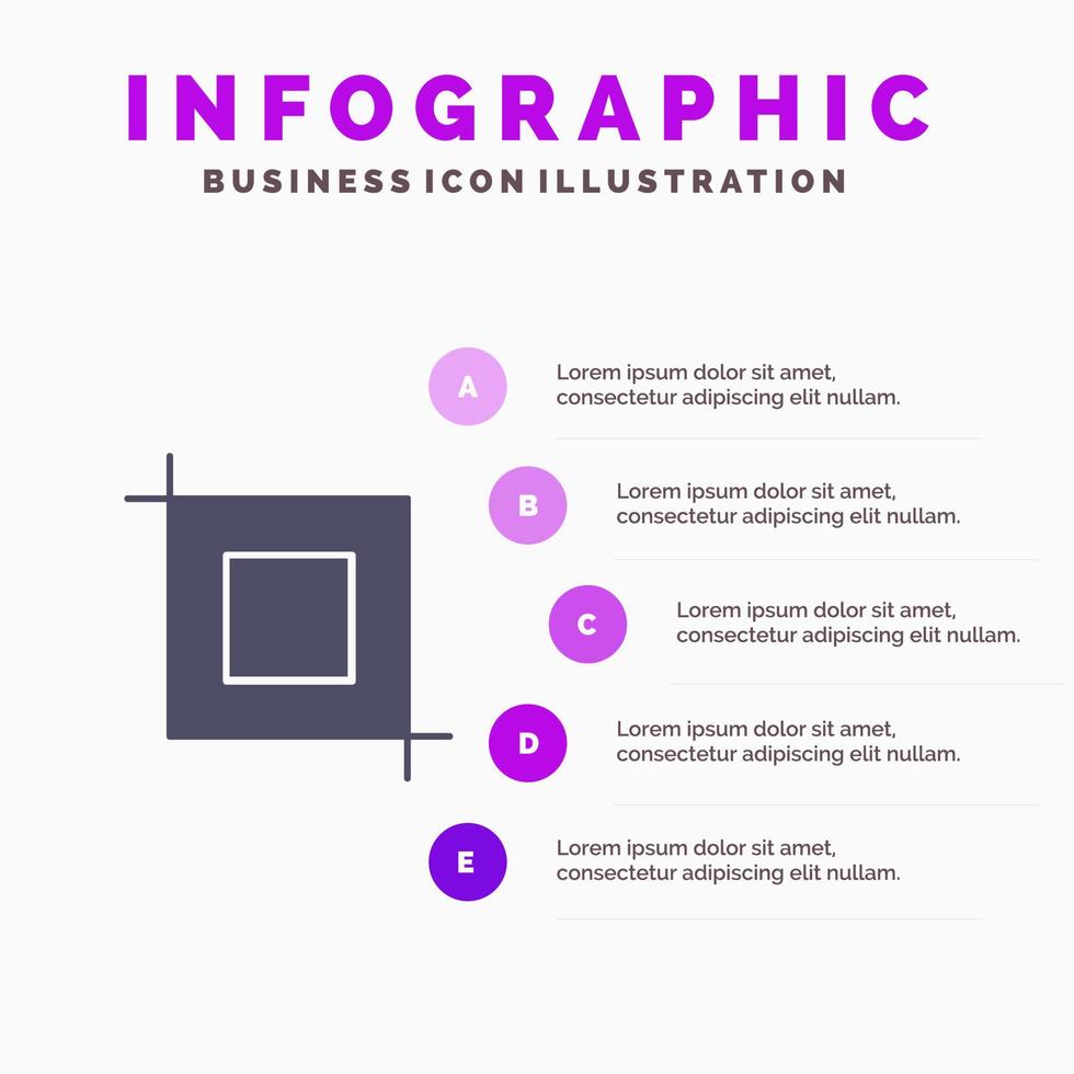 Bijsnijden gereedschap transformeren solide icoon infographics 5 stappen presentatie achtergrond vector