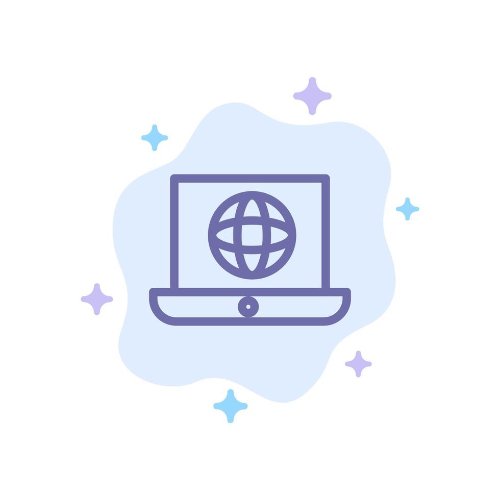 laptop wereld wereldbol technisch blauw icoon Aan abstract wolk achtergrond vector