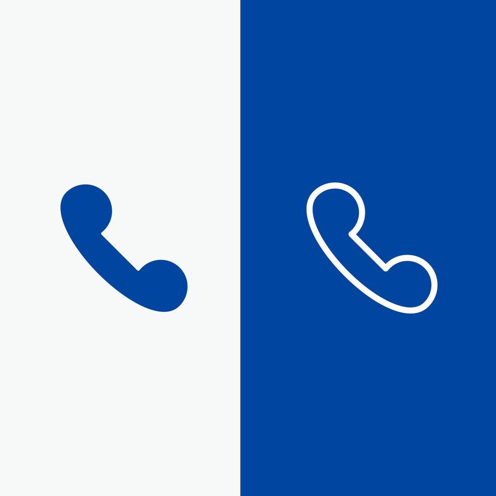 telefoontje inkomend telefoon lijn en glyph solide icoon blauw banier lijn en glyph solide icoon blauw banier vector