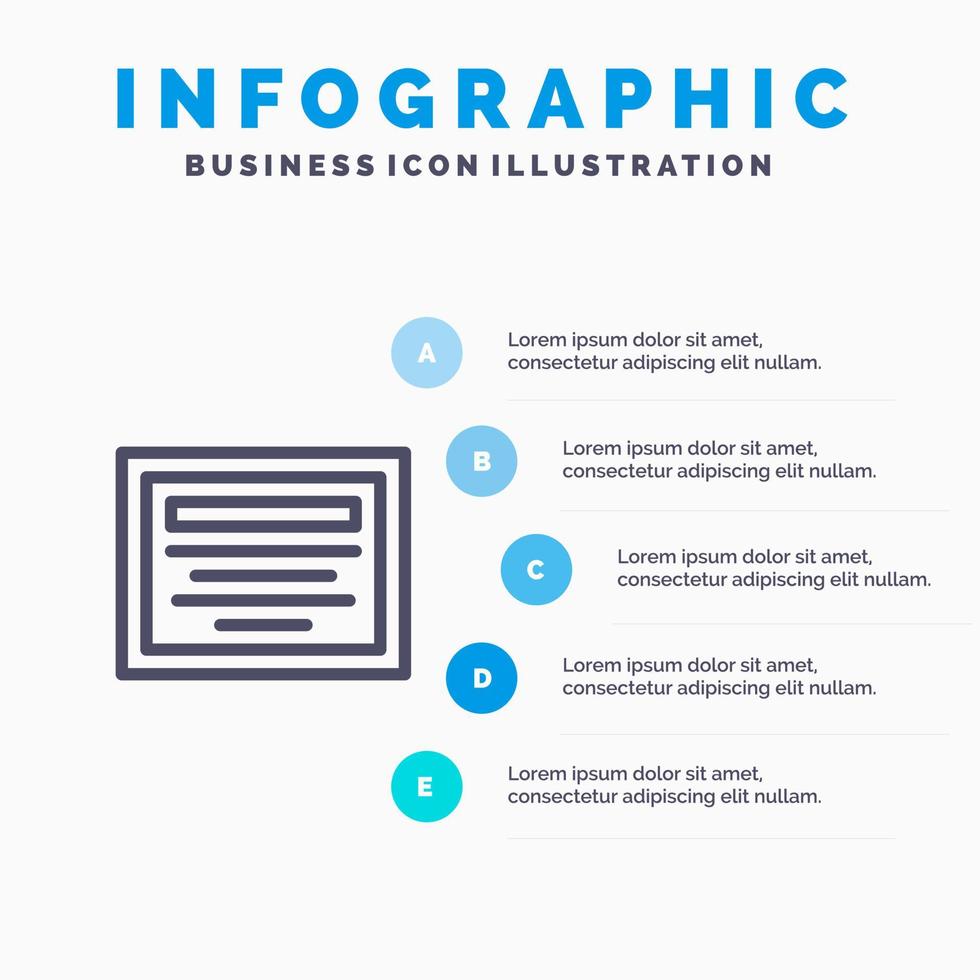 onderwijs het dossier Notitie lijn icoon met 5 stappen presentatie infographics achtergrond vector