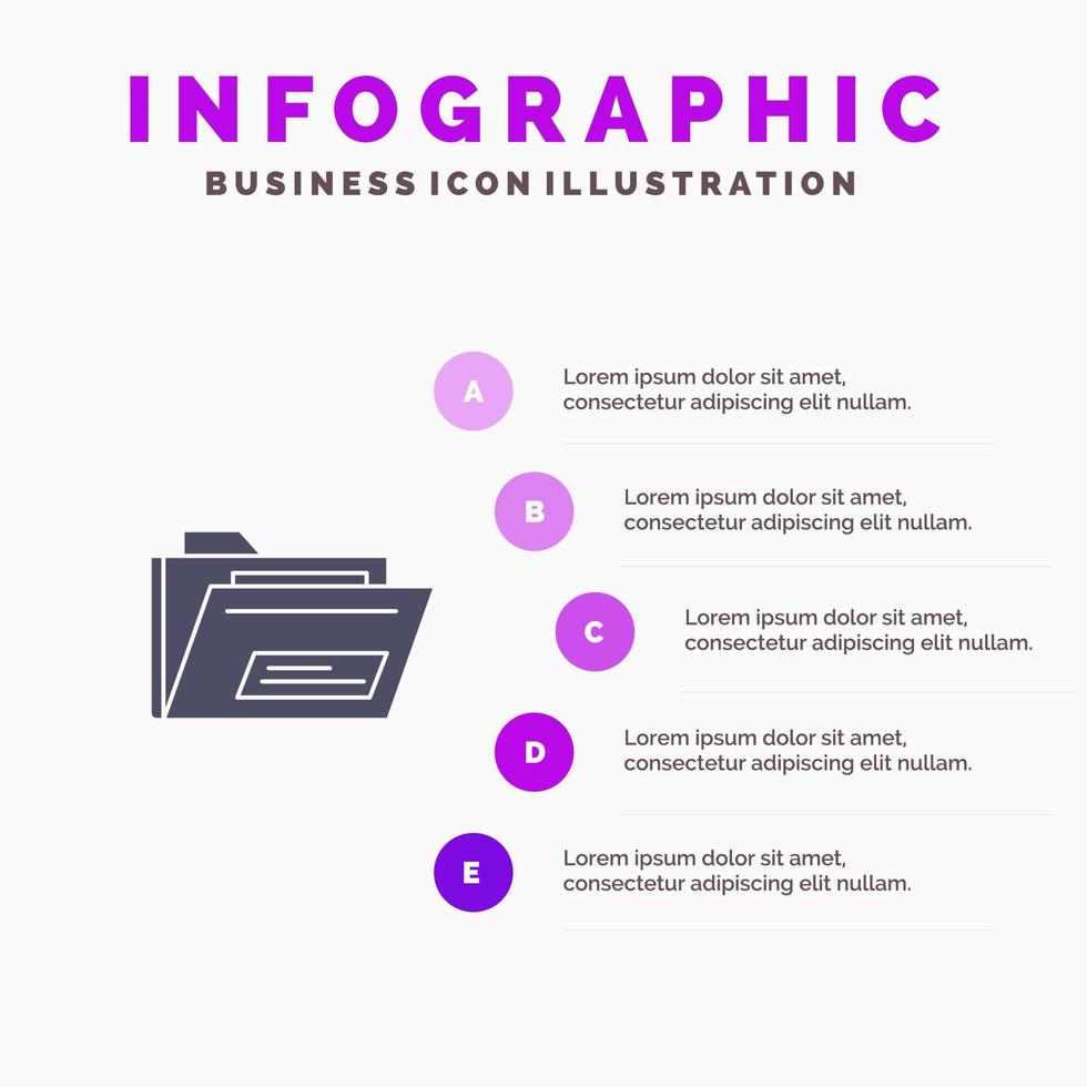 map het dossier ritssluiting rar solide icoon infographics 5 stappen presentatie achtergrond vector