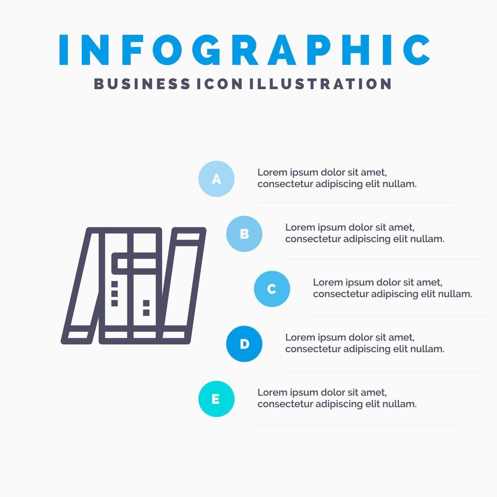 kunstmatig autonoom bot intelligent leger lijn icoon met 5 stappen presentatie infographics achtergrond vector